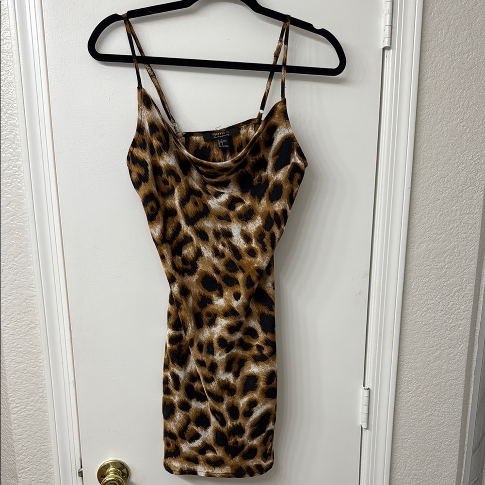 Forever 21 Animal Print Cowl Neck Dress